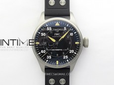 Big Pilot IW329701 SS M+F 1:1 Best Edition Black Dial on Black Rubber Strap SEIKO 8N-24