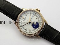Cellini 50535 Moonphase RG GMF Best Edition White Dial on Brown Leather Strap A3195 V2