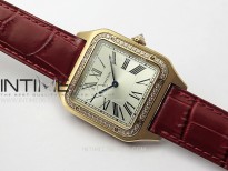 Santos Dumont 43.5mm RG F1F Best Edition Silver Dial on Red Leather Strap Quartz