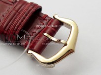 Santos Dumont 38mm RG/Diamonds Bezel F1F Best Edition Silver Dial on Red Leather Strap Quartz