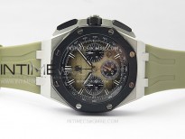 Royal Oak Offshore 26240 SS Black Ceramic Bezel APF 1:1 Best Edition Brown Dial on Brown Rubber Strap A4401
