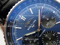 Navitimer B01 43mm SS BLSF 1:1 Best Edition Blue Dial Green Subdials On Black Leather Strap A7750