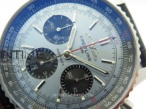 Navitimer B01 43mm SS BLSF 1:1 Best Edition Ice Blue Dial Black Subdials On Black Leather Strap A7750