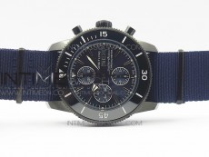 SuperOcean OuterNown 44mm Black Ceramic Bezel Blue Dial on Blue Nylon Strap A7750