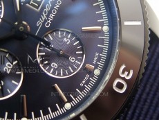 SuperOcean OuterNown 44mm Black Ceramic Bezel Blue Dial on Blue Nylon Strap A7750