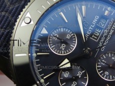 SuperOcean OuterNown 44mm Black Ceramic Bezel Blue Dial on Blue Nylon Strap A7750