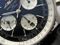 Navitimer B01 43mm SS BLSF 1:1 Best Edition Black Dial Silver Subdials On Black Leather Strap A7750