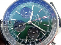 Navitimer B01 43mm SS BLSF 1:1 Best Edition Green Dial On Black Leather Strap A7750