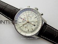 Navitimer B01 43mm SS BLSF 1:1 Best Edition White Dial On Brown Leather Strap A7750