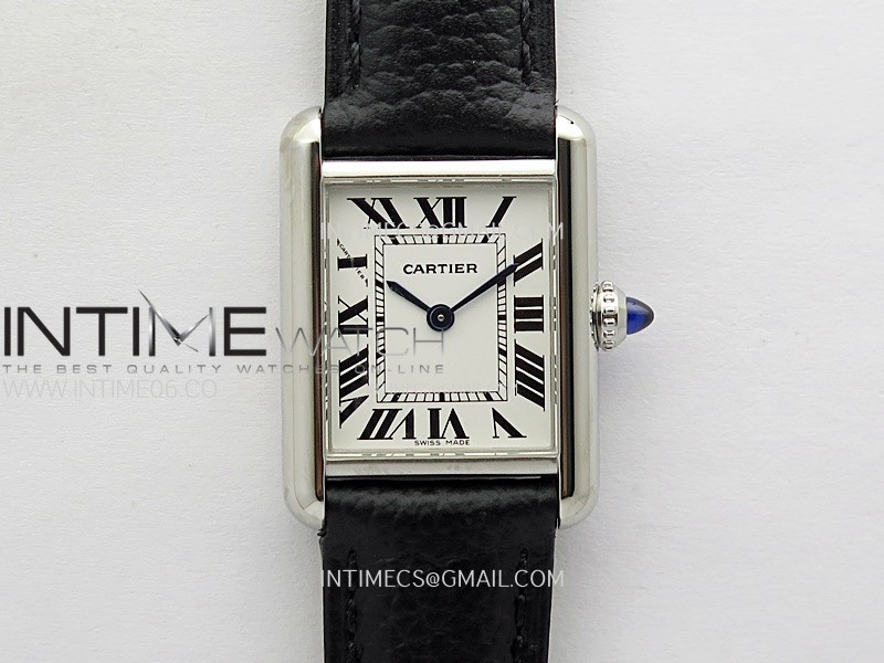 Tank Must Ladies 22mm SS AF 1:1 Best Edition White Dial on Black Leather Strap Ronda Quartz