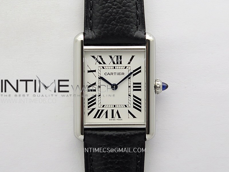 Tank Must Ladies 25mm SS AF 1:1 Best Edition White Dial on Black Leather Strap Ronda Quartz